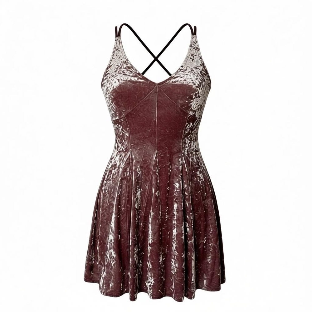 American Eagle Purple Crushed Velvet Mini Dress Size XS Fairycore Festival Boho